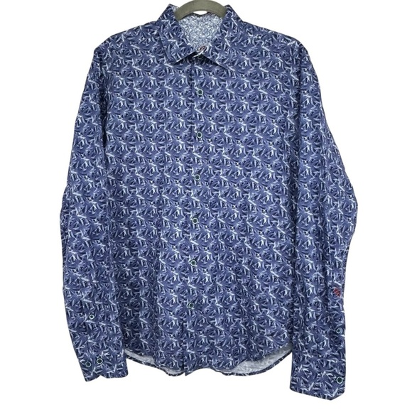 Robert Graham Ellicott Blue Abstract Print Button Down Shirt Men’s Small Cotton - Picture 8 of 16